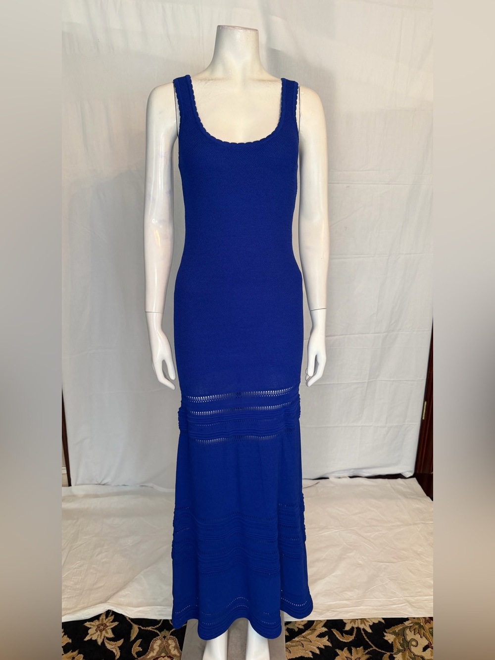 Blue Sleeveless Knit Maxi Dress